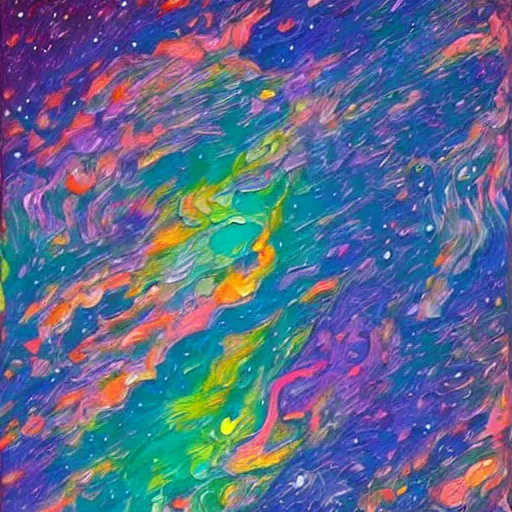 Prompt: Dreaming of outer space, by Erin Hanson, lofi colors