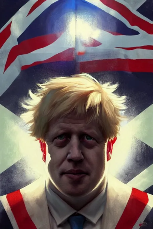 Prompt: Boris Johnson as a superhero Captain Union Jack, portrait, highly detailed, digital painting, artstation, concept art, smooth, sharp focus, soft volumetric lights, illustration, cinematic lighting, art by artgerm and greg rutkowski and alphonse mucha