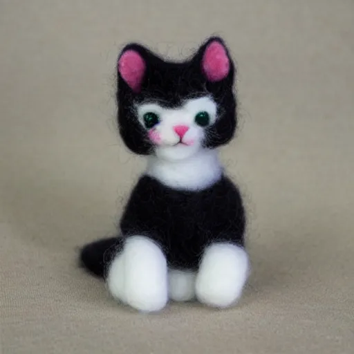 Prompt: fluffy needle felt kitten