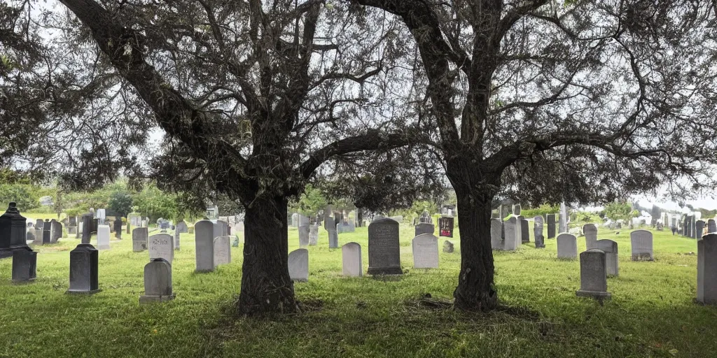 Image similar to Photo of a man in black hidden behind a tree in the cemetery