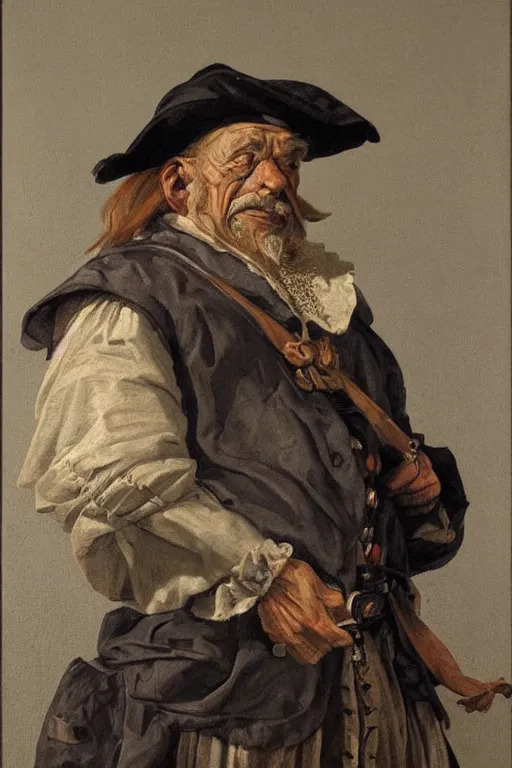 Image similar to portrait of an old rich 17th century sailor, realistic, hyperdetailed, concept art, art by Franz Hals