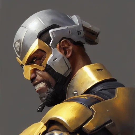 Image similar to greg manchess portrait painting of light armored trevor phillips as overwatch character, medium shot, asymmetrical, profile picture, organic painting, sunny day, matte painting, bold shapes, hard edges, street art, trending on artstation, by huang guangjian and gil elvgren and sachin teng