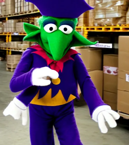 Image similar to count von count from sesame street, in a warehouse