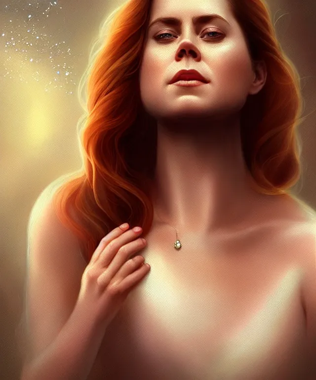 Prompt: Amy Adams meditating with beads and crystals, portrait, intricate, elegant, highly detailed, digital painting, artstation, concept art, smooth, sharp focus, illustration, in the style of Michelangelo