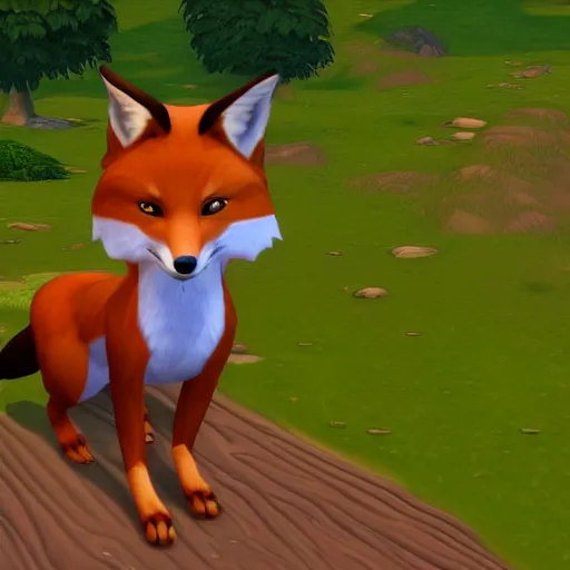 Prompt: anthropomorphic fox as a playable character in The Sims 4, in game screenshot