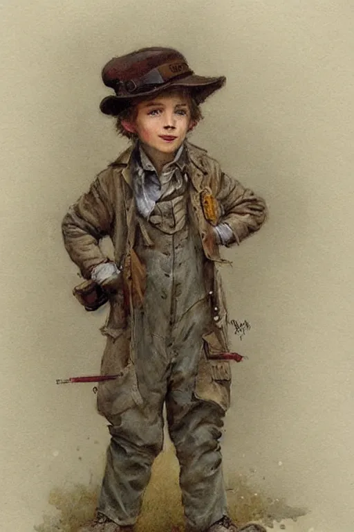 Image similar to (((((portrait of boy dressed as retro sciencepunk explorer costume . muted colors.))))) by Jean-Baptiste Monge !!!!!!!!!!!!!!!!!!!!!!!!!!!