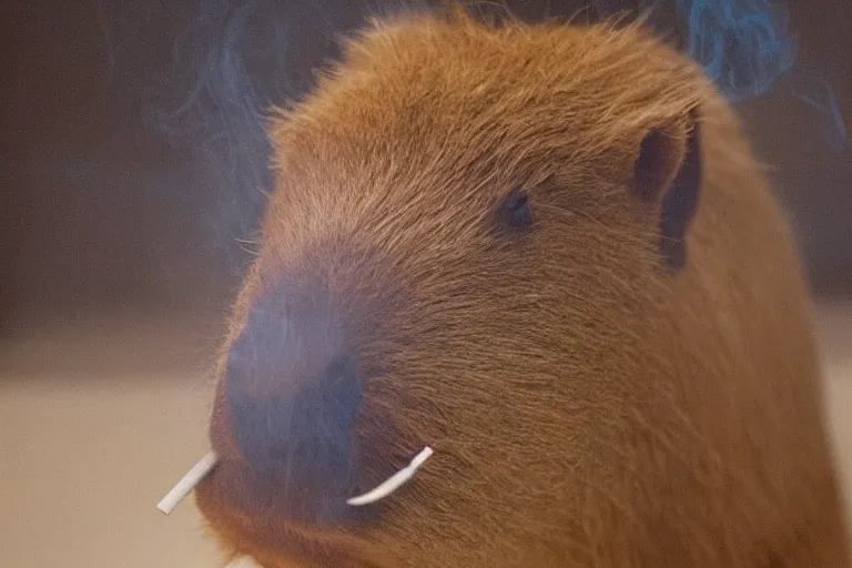 Image similar to a portrait of a capybara smoking a cigar