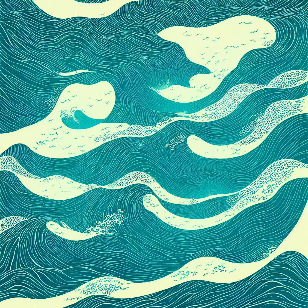 Image similar to ocean wave by victo ngai