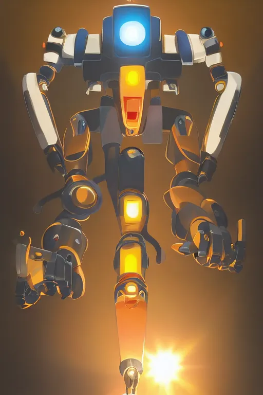 Image similar to metabots medabots medarotto medarot robot minimalist comics, behance hd by jesper ejsing, by rhads, makoto shinkai and lois van baarle, ilya kuvshinov, rossdraws global illumination ray tracing hdr radiating a glowing aura