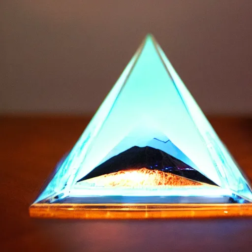 Prompt: a huge dramatic pyramid with an eye glowing 3 5 mm