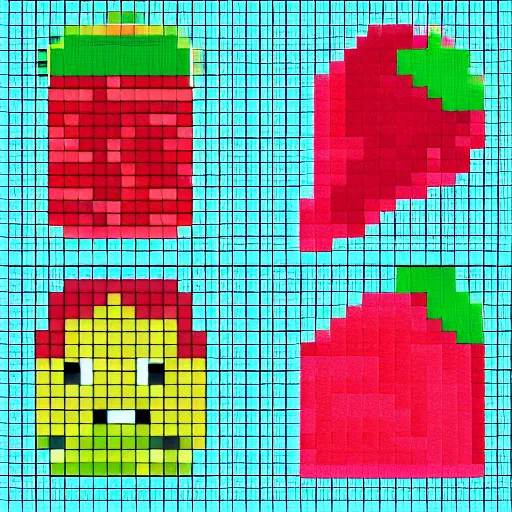 Image similar to a pixel art of a strawberry cake