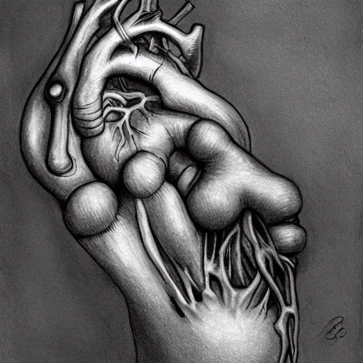 Image similar to drawing of hands ripping an anatomical heart into pieces, sadness, dark ambiance, concept by godfrey blow, featured on deviantart, sots art, lyco art, artwork, photoillustration, poster art