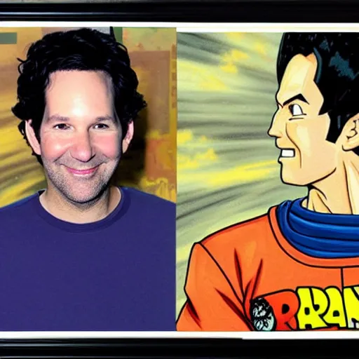 Image similar to Painting of Paul Rudd, official, detailed, character dragonball, award winning artwork, Akira Toriyama