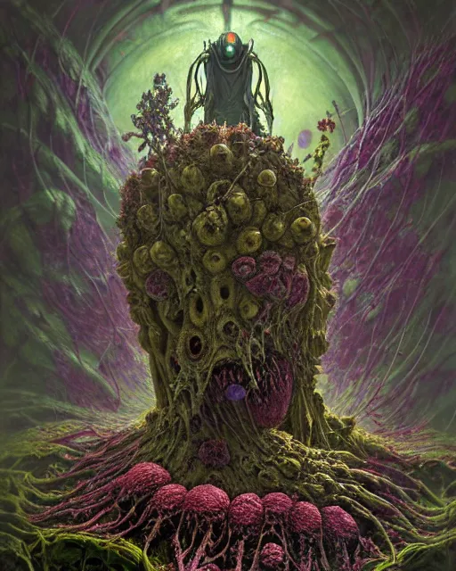 Prompt: the platonic ideal of flowers, rotting, insects and praying of cletus kasady carnage thanos dementor wild hunt chtulu mandelbulb schpongle doctor doom bioshock xenomorph akira, ego death, decay, dmt, psilocybin, concept art by randy vargas and zdzisław beksinski