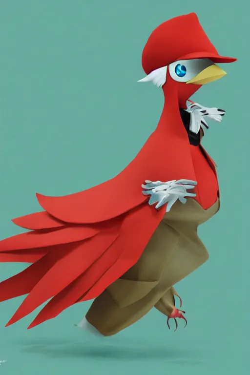 Prompt: Fashionable Anthropomorphic bird by Nintendo