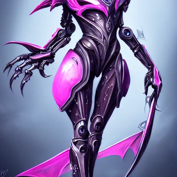 Prompt: highly detailed exquisite fanart, of a beautiful female warframe, but as an anthropomorphic elegant robot female dragon, shiny and smooth white silver plated armor engraved, robot dragon head, Fuchsia skin beneath the armor, sharp claws, long sleek tail behind, robot dragon hands and feet, standing elegant pose, close-up shot, full body shot, epic cinematic shot, professional digital art, high end digital art, singular, realistic, DeviantArt, artstation, Furaffinity, 8k HD render, epic lighting, depth of field