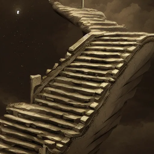 Prompt: a stairway to heaven that is collapsing, elegant, intricate, highly detailed, digital painting, artstation, concept art, sharp focus, illustration, 8 k