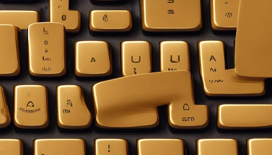 Image similar to a keyboard made of gold, 4k photography,