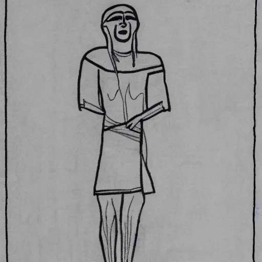 Prompt: simple line art outline of a 30 year old man in ancient Canaanite clothing