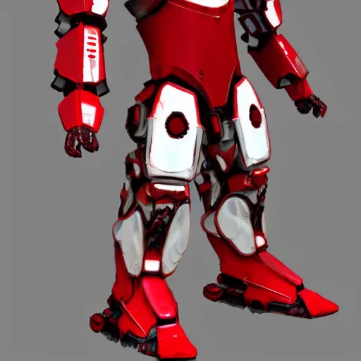 Prompt: futuristic red and white mech armor