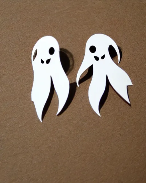 Image similar to cute funny ghost, 2 d lasercut earrings, concept art, trending on artstation, trending on deviantart