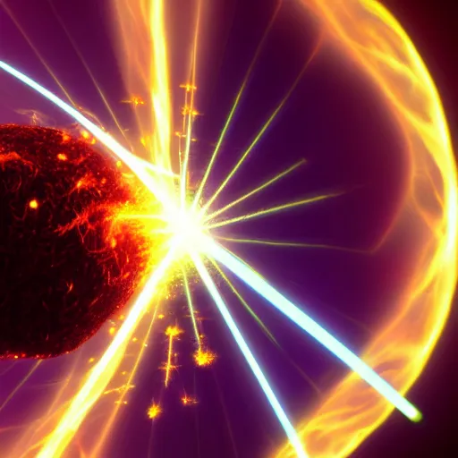 Prompt: a close up shot of a tumor being obliterated by a laser beam