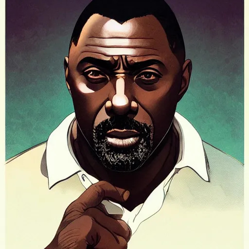 Prompt: idris elba portrait as a manga character, realistic shaded perfect face, fine details. anime. realistic shaded lighting poster by ilya kuvshinov katsuhiro otomo ghost - in - the - shell, magali villeneuve, artgerm, jeremy lipkin and michael garmash and rob rey