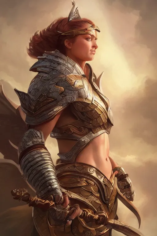 Image similar to amazon valkyrie athena, d & d, fantasy, portrait, highly detailed, headshot, digital painting, trending on artstation, concept art, sharp focus, illustration, art by artgerm and greg rutkowski and magali villeneuve