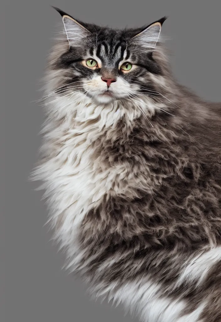 Image similar to portrait of a norwegian forest cat of white and ginger fur, by dan mumford, yusuke murata and makoto shinkai, 8k, cel shaded, unreal engine, featured on artstation, pixiv