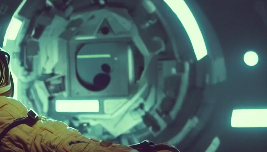 Image similar to movie still of a transcendental astronaut being, cinematic composition, cinematic light, anamorphic lens