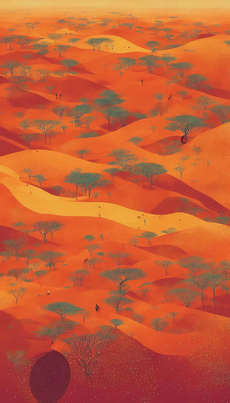 Prompt: saharan desert by victo ngai