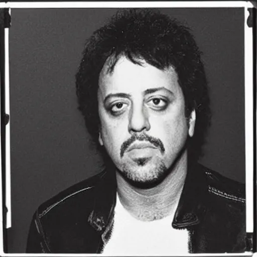 Image similar to Billy Joel 1980's mugshot