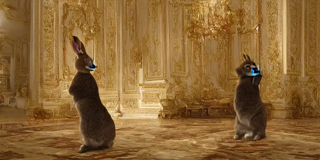 Image similar to a rabbit in the movie russian ark, screenshot