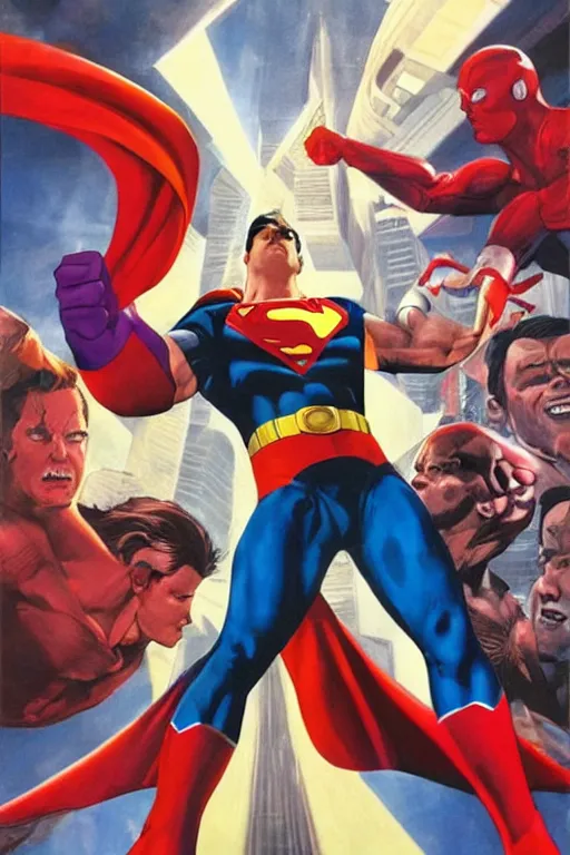 Image similar to a new superhero. art by alex ross.