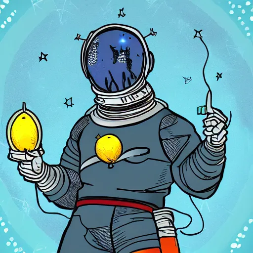 Image similar to a god of lemons in space, digital art