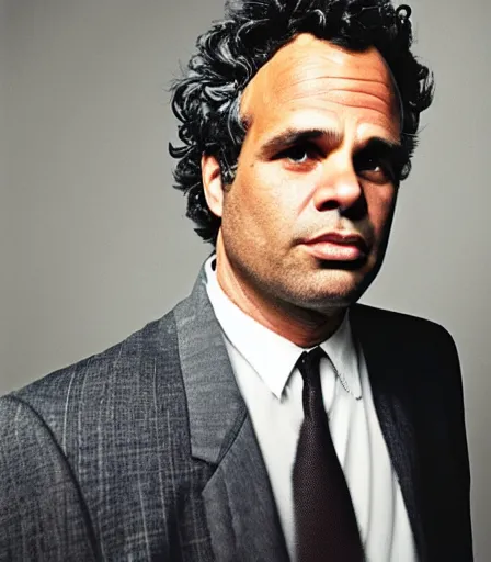 Prompt: a high quality, high detail, photorealistic portrait of mark ruffalo by james nachtwey and lucian freud,