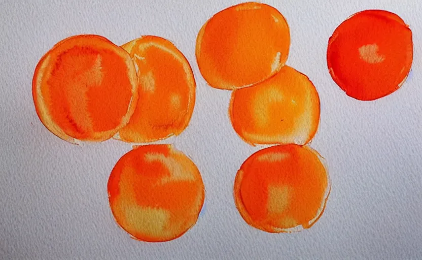 Prompt: minimalist watercolor art of oranges in the style of raissa oltmanns