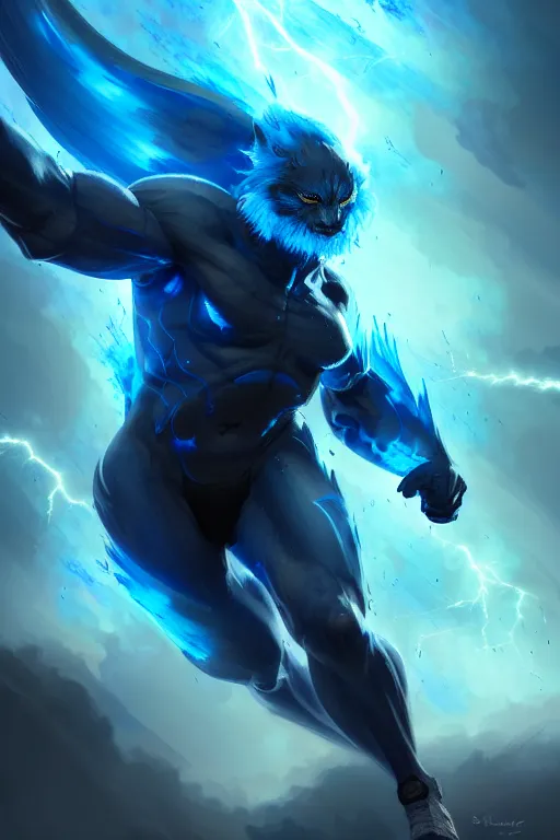 Prompt: wispy smoky full body illustration of a dark blue air elemental with yellow eyes and lightning; detailed, best on artstation, cgsociety, raymond swanland, cosmic, epic, stunning, masterpiece