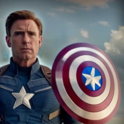 Prompt: movie still of captain america in avengers infinity war saving joe biden