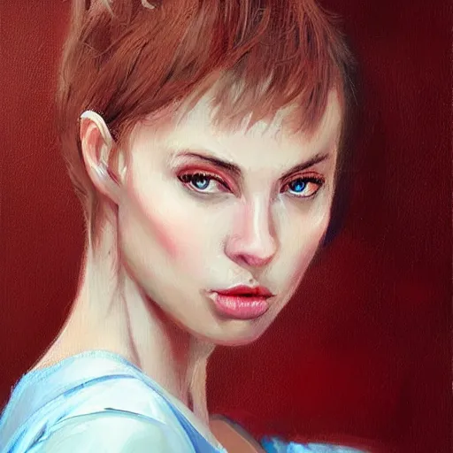 Image similar to playful female portrait art oil paintings and illustrations by bryen frost