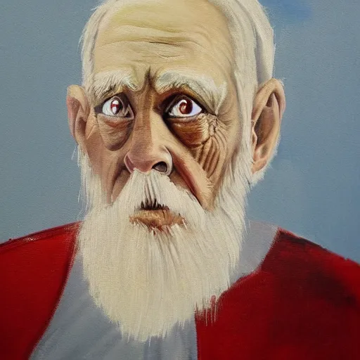 Prompt: a painting of an old man with scary eyes