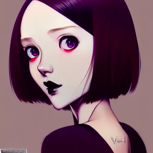 Image similar to a beautiful slim shy blonde goth girl ignores you, art by ilya kuvshinov and lois van baarle and ross tran and range murata and artgerm and andy warhol, norman rockwell, digital art, highly detailed, profile picture, intricate, sharp focus, mystical trending on artstation hq, deviantart, pinterest, unreal engine 5, 4 k uhd image