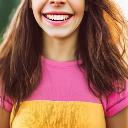 Prompt: a colorful girl with high detail smiles sweetly portrait 8K HD