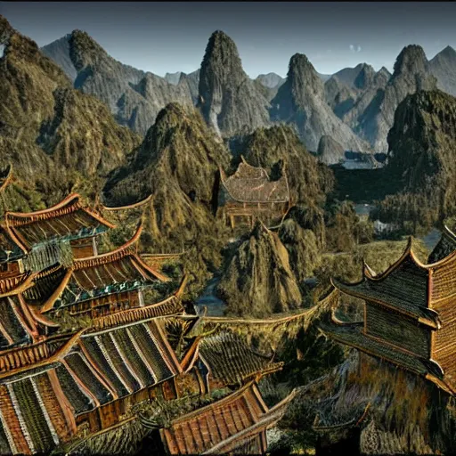 Image similar to 8k hyper realistic highly detailed HDR still of southern Lo Pan from Big Trouble in Little China in Skyrim