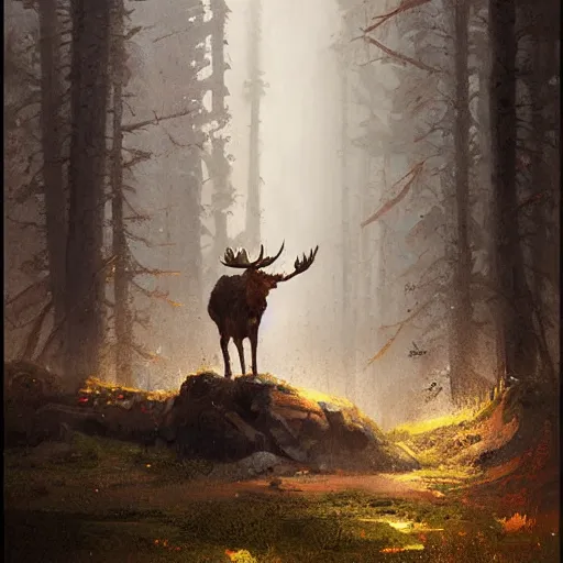 Image similar to bipedal moose by greg rutkowski