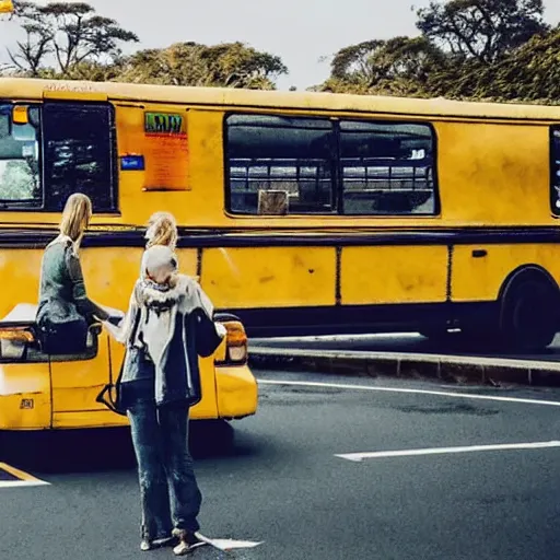 Prompt: giraffe driving a bus