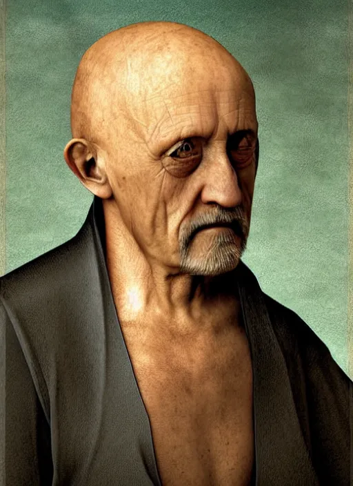 Prompt: mike ehrmantraut by hieronymus bosch, detailed digital art, trending on Artstation