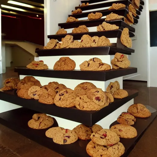 Prompt: staircase to heaven made out of cookies