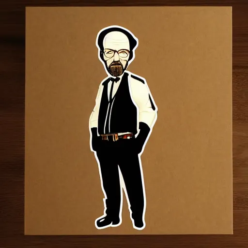 Image similar to walter white in don't starve, cupboard cutout art, 4 k, highly detailed, epic lighting