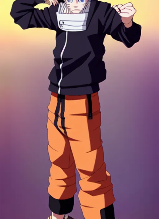 Prompt: naruto, full body shot, torso, pants, perfect eyes, wide angle, sharp focus on eyes,